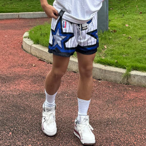 American Retro Summer Best Selling Lightning Embroidery Shorts Breathable Sport Casual Magic Team Inner Lined Ball Pants