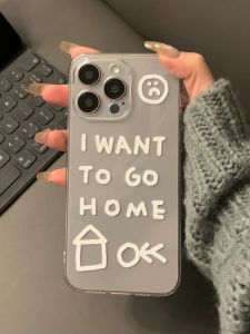 Simple Letter Home Soft Shell Transparent Personalized Anti-Fall Apple 14/15 11/12promax Advanced XS/XR 7p Phone Case