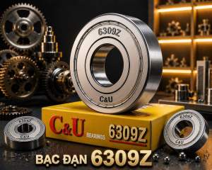 Bạc đạn 6309Z C&U   | - Vật liệu kim loại   | - Kích thước vừa   | - Thiết kế tròn   | - Màu bạc sáng   | - Phù hợp cho máy móc   | - Cảnh công nghiệp với bánh răng và hộp đựng.