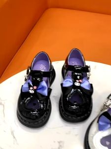 Girls Kuromi Princess Shoes T-Strap Kids Cartoon Leather Shoes for Party Wedding Children School Performance Shoes