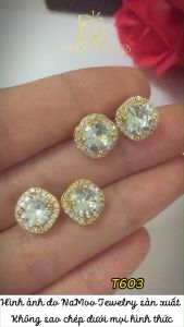Khuyên Tai Nụ Mạ Vàng T603 Thời Trang Đơn Giản Đính Đá Sáng Cho Chị Em