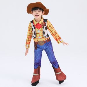 Toy Story Cowboy Woody Childrens Cosplay Cartoon Character Halloween Costume Polyester Fiber 100% Stage Performance Clothing