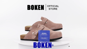 BOKEN Women Cork Baotou Sandals Cow Suede Shoes upper Mules