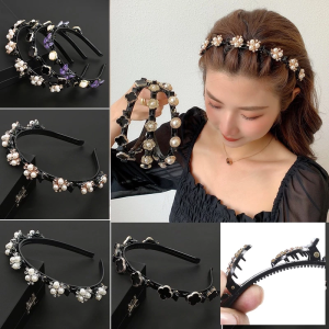 Double Layer Hairbands Fashion Braided Headband Punk Wavy Headband with Clip Female Hair Accessories