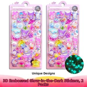 3D Glow in the Dark Embossed Cartoon Sticker for Kids
