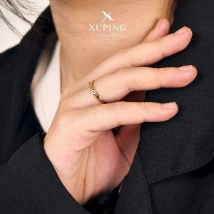 Xuping Cincin Emas Perak Wanita Motif Rante Mata Kotak