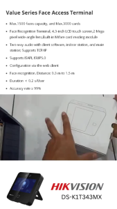 HikVision DS-K1T343MX/DS-K1T343MFX 2MP Facial Recognition Terminal Absensi