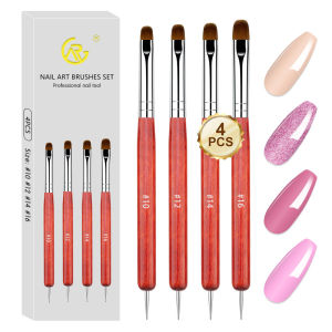 4PCS French Gel Builder Nail Brushes Set - Double-Ended Acrylic Dotting & Nail Art Brushes for Nail Art Design