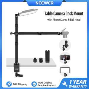 NEEWER Tabletop Overhead Camera Mount Stand with 2 Section Arm TL253A+DS001