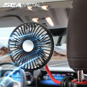 SEAMETAL Multidirection Car Back Seat Fan 3-speed Wind Adjustment USB Auto Cooling Fans 5 Fan Blades for Summer Car Accessories