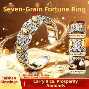 WANSHIXIANG | Wealth Attracting 7 Rice Grains Adjustable Silver Ring