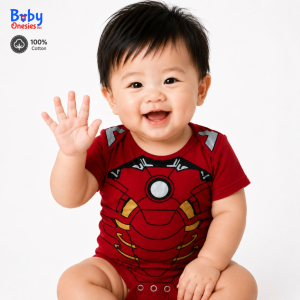 Iron Superhero Baby Onesie 0-12 Months Cotton Bodysuit Hero Costume Monthly Milestone Outfit Baby Boy