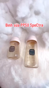 Bình sữa cổ rộng PPSU Spectra - 160ml Lỗ Khí Kép Chống Đầy Hơi Hàng Chính Hãng (Size S)