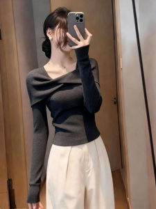 ZHILU | French Ruffled Knot Slim Fit Knitted Sweater