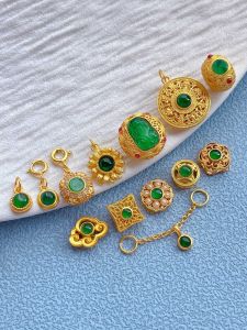 925 Sterling Silver Pure Silver Accessories Natural Jadeite Xian Lion Coin Waist Bead Necklace Pendant DIY Fashion Jewelry