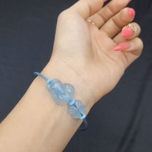 Q918 Vòng cáp cỏ 4 lá hồ ly Aquamarine Thủy và Mộc - Phong Thuỷ TUDO P
