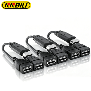 NNBILI 3pcs USB Male To 2USB Female Socket USB 2.0 Extension Line Data Cable Power Adapter Converter Splitter USB Cable 15/30cm