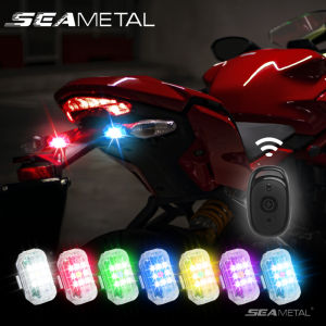 SEAMETAL Motorcycle Strobe Light LED Flashing Light USB Charging Vibration Sensing Wireless Remote Control Tail Light