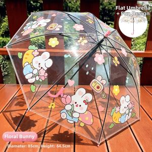 QU RAN | Lightweight Transparent Umbrella for Kids Long Handle