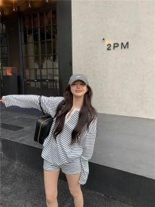 Áo Thun Nữ Dài Tay Kẻ Sọc Thời Trang Thường Ngày Mùa Xuân 2025 Mới Về Quần Áo Công Sở Phong Cách Hàn Quốc Dài Tay