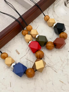 Fashion Geometric Beaded Necklace Vintage Ethnic Handmade Candy Color Wooded Sweet Beads Necklace Jewelry Gifts For Women