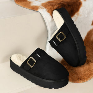 รองเท้าแตะบุหรูหราในฤดูหนาวของผู้หญิง รองเท้าแตะครอบครัวที่อบอุ่น ลดเสียงรบกวน สวมใส่ง่ายและรองเท้าในร่มที่สะดวกสบาย