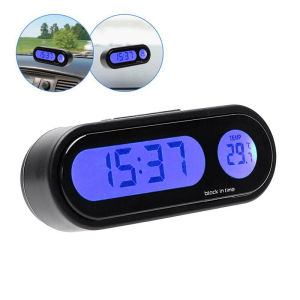 HLINKEY Car Mini Electronic Clock Time Watch Auto Dashboard Clocks Luminous Temperature Black Digital Display Car Accessories