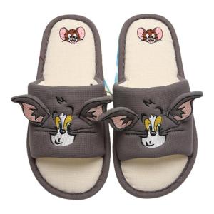 AFGH Air Conditioned Room Cotton Linen Slippers for Couples Tom Cat Jerry Mouse Four Seasons Universal Men Women Home Shoes