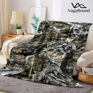 Mountain River Wilderness Flannel Blanket Warm Soft Halloween Christmas Decorative Couch Warm Cozy All-Season Gift