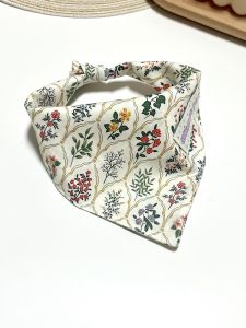 Pure Cotton Floral Pet Saliva Towel Triangle Scarf for Cats And Dogs Birthday Present Pet Bandana Mouth Cover Animal Lover