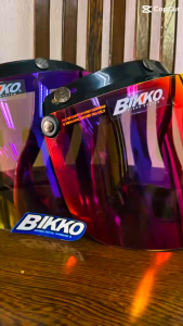 BIKKO VISOR 3 BUTTON BLACK CAP VISOR HELMET SGV MHR MS88 SGV 99 COLOUR CRYSTAL SERIES RAINBOW & RED