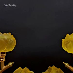 Đèn Thờ Hợp Kim Hoa Sen Lưu Ly 3 Bông Cao Cấp Phong Thuỷ CHÂN THIỆN MỸ Đồ Thờ Cúng Đèn Để Bàn Thờ