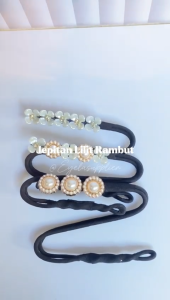 Ikat Jepitan Lilit Rambut Alat Sanggul Modern Hair Bun jepit Tie Kawat Korea Motif Mutiara Diamond Elegant pramugari konde
