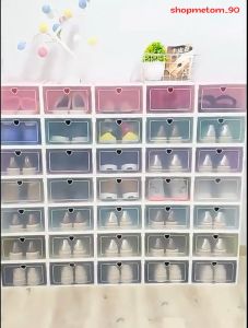Combo 6 Hộp Để Giày Dép Hộp Đựng Giày Nắp Nhựa Cứng Lắp Ghép Thông Minh Tiện Lợi