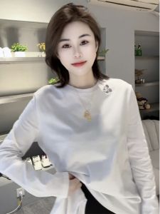 Mickey Embroidered round Neck T-Shirt Womens Korean Style Versatile Anti-Aging Crew Neck Overhead Shirt Summer New Arrival