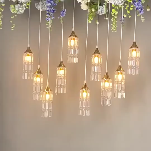 Eroma 10Pcs Crystal Wedding Props Light Hanging String Ceiling Road Leads Glowing Clear Patch Chandelier
