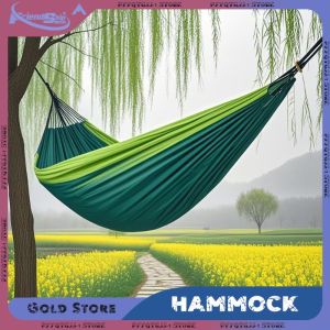 Color Matching Hammock Outdoor Camping Lightweight Single Person Nylon Color Matching with Hanging Straps for Travel Hiking