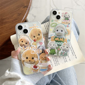 Creative Silicone Phone Case for iPhone 15 pro Max Transparent Full Cover Doggie Design Compatible with 13 Mini/14 plus