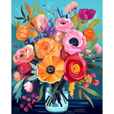 RUOPOTY-Diy Oil Painting By Numbers Flowers Vase Paint Kit Watercolor Picture Frame Markers By Numbers Crafts Acrylic Wall Decor