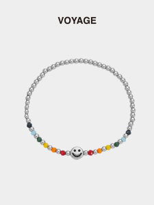 Voyage Rainbow Smiley Beaded Bracelet for Women Light Luxury Minority Refined Grace Bracelet Fancy Bracelet for Girls
