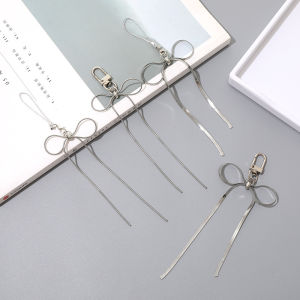 สร้อยคอโทรศัพท์ Clove Silver Butterfly Bow Tassel Pendant Metal Snake Bone Keychain จี้กระเป๋าแฟชั่นสำหรับผู้หญิง