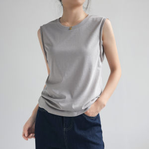 MOCHU | Breathable Cotton & Linen Loose Tank Top White