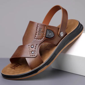 DRAGON-FLY | Slip-Resistant Soft Bottom Mens Casual Beach Sandals Genuine Leather