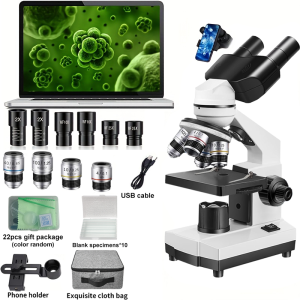 Adults Binocular Microscope 40X‑5000X HD Inspection Laboratory Optical Microscope Tool Set For Schools&Home&Scientific research