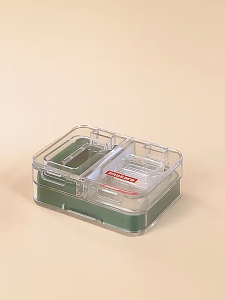 3 In 1 Pill Cutter Crusher & Storage Box With Brush / Double-Layer Sealed Moisture-Proof Medicine Dispenser