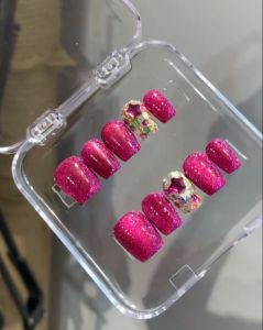 Handmade Fairy Nail Art Stickers Cats Eye Star White Enhancing Short Wearable False Nails Crystal Fruit Design Beauty Tools