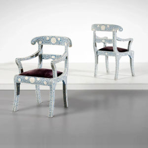 Vintage French Style Hand-painted Wooden Dressing Chair