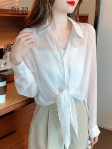 เสื้อกันแดดผ้าไอซ์ซิลค์สำหรับผู้หญิงเสื้อเชิ้ตผ้าชีฟองแขนยาวกันรังสียูวีแบบบางสำหรับฤดูร้อนเสื้อคาร์ดิแกนทรงหลวมแมทช์ลุคง่ายเสื้อคลุม