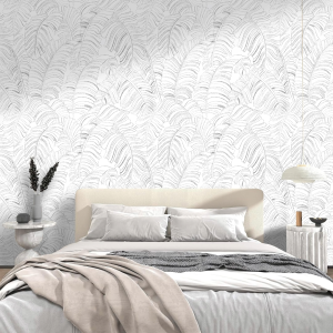 STILOVH Plantain Leaf Design Wallpaper White Minimalism wall decor for Living room Bedroom Aesthetic TV Background Wallpaper Self Adhesive