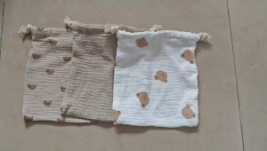 3 Pieces Muslin Cotton Drawstring Bags Canvas Linen Sachet Bag Reusable Empty Gift Pouch for Party Home Supplies